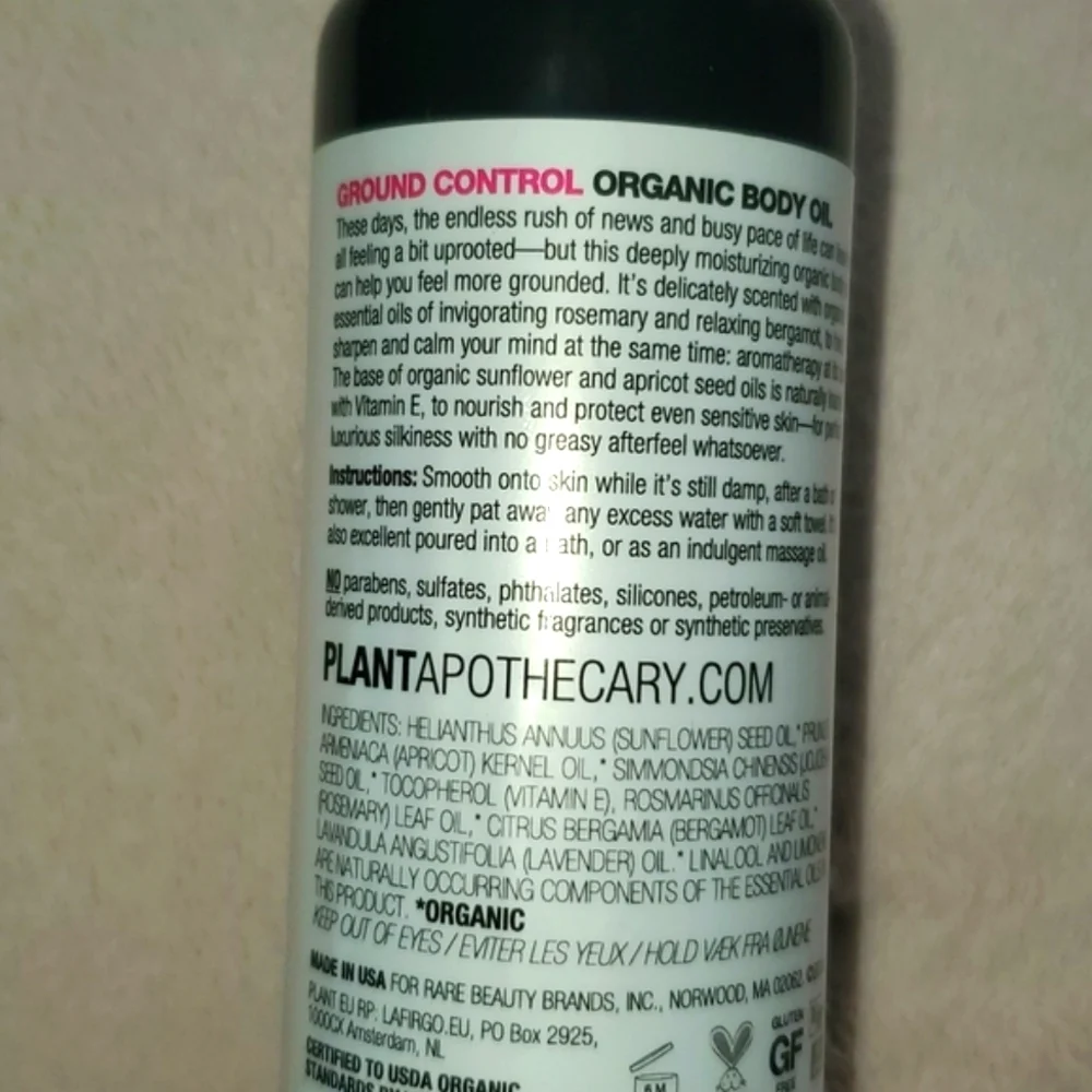 PLANT Apothecary GROUND CONTROL Organic Body Oil Bergamot & Rosemary